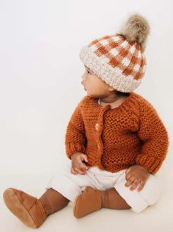 Garter Stitch Cardigan Sweater, Chili