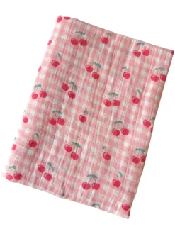 Gingham Cherries / Muslin Swaddle