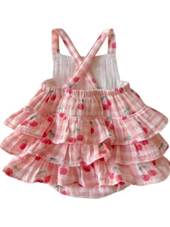Gingham Cherries / Muslin Ruffle Sunsuit