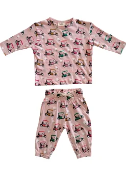 Golf Cart Pink / Organic Long Sleeve Tee & Pant Set