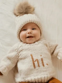 Hi. Crew Neck Knit Sweater, Pecan
