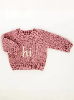 Hi. Crew Neck Knit Sweater, Rosy