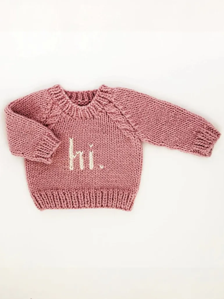Hi. Crew Neck Knit Sweater, Rosy