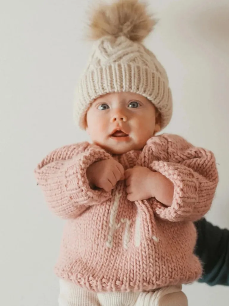 Hi. Crew Neck Knit Sweater, Rosy