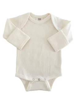 Ivory / Organic Ribbed Long Sleeve Bodysuit