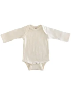 Ivory / Organic Ribbed Long Sleeve Bodysuit