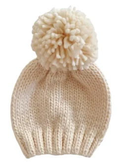 Jumbo Pom Knit Hat, Cream