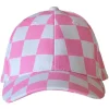 Kids Baseball Hat, Pink Checkerboard