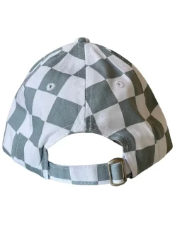 Kids Baseball Hat, Stone Blue Checkerboard