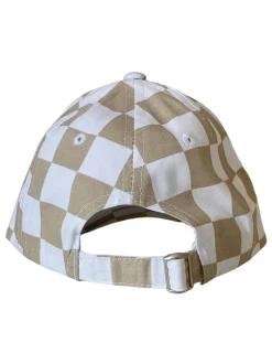 Kids Baseball Hat, Tan Checkerboard