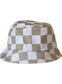Kids Bucket Hat, Tan Checkerboard