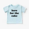 Kid's Graphic Short Sleeve Tee, Here for the Cake Ice Blue/Black
