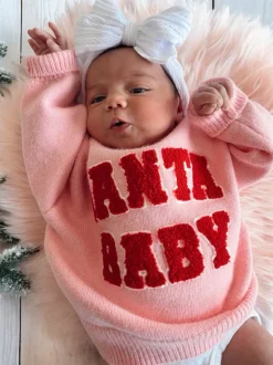 Knit Sweater, Santa Baby Pink