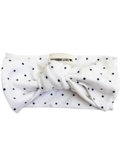 Knot Bow, Navy Polka Dot