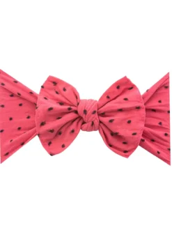 Knot Bow, Shabby Fruit Punch w/ Black Dots