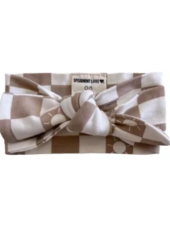 Knot Bow, Tan Sun Checkerboard