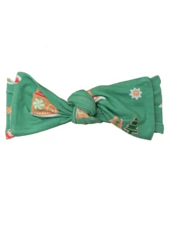 Knot Headband, Green Gingerbread Sleigh