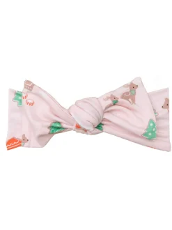 Knot Headband, Pink Gingerbread Sleigh
