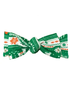 Knot Headband, Vintage Deer Fair Isle Jolly Green