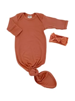 Knotted Gown & Bow Set, Rust