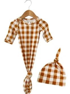 Knotted Gown & Hat Set, Tuscany Plaid