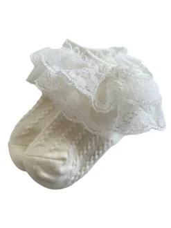 Lacey Ruffle Socks, Ivory