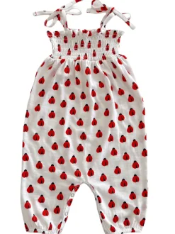 Ladybug / Organic Smocked Jumpsuit