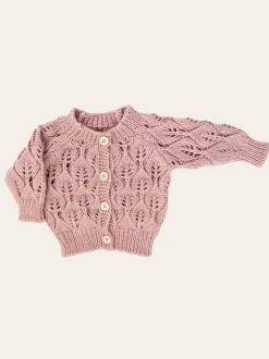 Leaf Lace Cardigan Sweater, Rosy