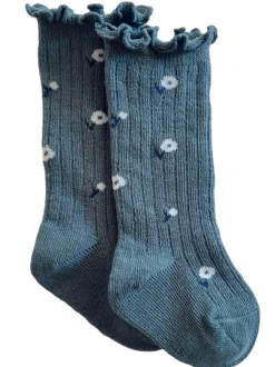 Lettuce Edge Socks, Country Blue Floral