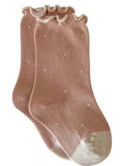 Lettuce Edge Socks, Dainty Dot Peach Blush