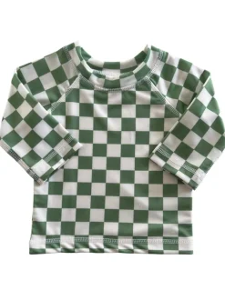 Lime Checkerboard / Maui Rashguard / UPF 50+