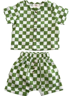 Lime Checkerboard / Organic Finley Set