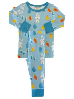 Long Sleeve 2-Piece Set, Blue Easter Bunny