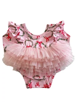 Long Sleeve Tutu Bodysuit, Wreath Pink