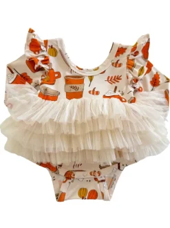 Long Sleeve Tutu Bodysuit, Pumpkin Spice Latte