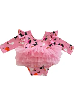 Long Sleeve Tutu Bodysuit, Broomstick Friends Pink