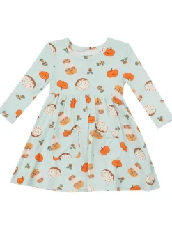 Long Sleeve Twirly Dress, Pumpkin Spice Latte
