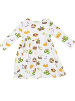 Long Sleeve Twirly Dress, Mardi Gras