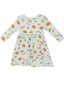 Long Sleeve Twirly Dress, Pumpkin Spice Latte