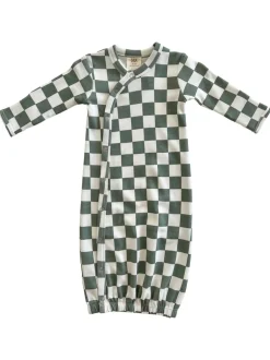 Matcha Milkshake Checkerboard / Organic Gown
