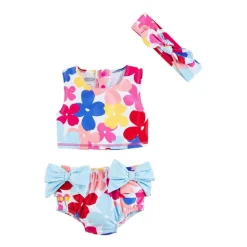 Multi-Floral Swimsuit & Headband Set