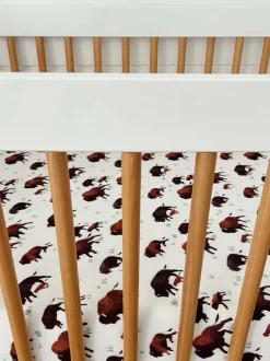 Muslin Crib Sheet, Bison