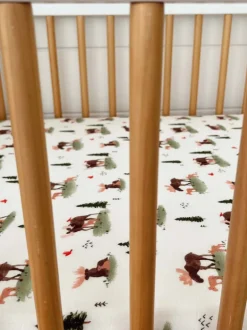 Muslin Crib Sheet, Moose