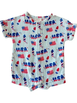 Muslin Henley Shortall, 4th of July Blue