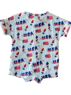 Muslin Henley Shortall, 4th of July Blue