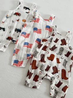 Muslin Overall, Cowboy Boots