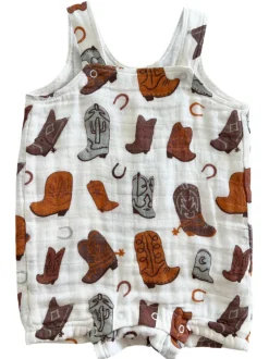 Muslin Overall Shortie, Cowboy Boots