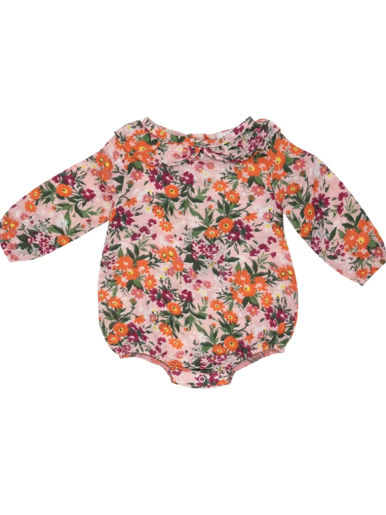 Muslin Ruffle Collar Bubble Bodysuit, Autumn Days Floral