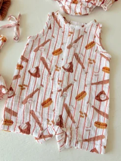 Muslin Shortie Romper, Baseball Game