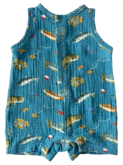 Muslin Shortie Romper, Gone Fishing